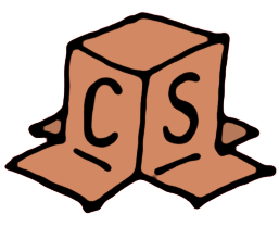 Logo of 'Cardboard Studios', with the letters 'C' and 'S' written on the sides of an upside-down cardboard box.